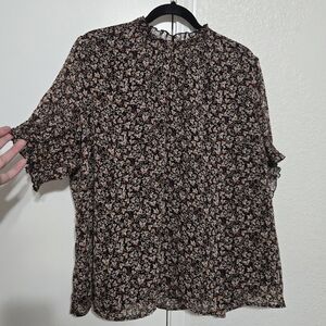 Floral Black and Pink Blouse